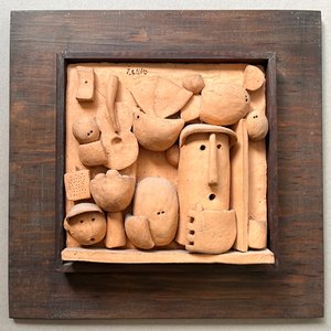 Obra "Rostros" de Juan Cavo en Terracota Firmada - 20x20 cm - imagen 2