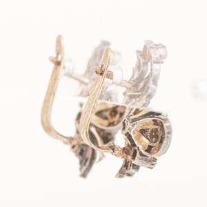 Par de Caravanas de Oro 18k y Plata con Brillantes, Diamantes y Perlas - imagen 2