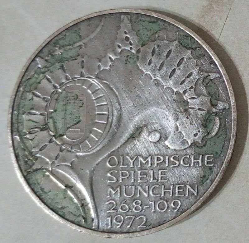 Moneda Conmemorativa 10 Marcos Alemanes Juegos Olímpicos Múnich 1972 Plata .625