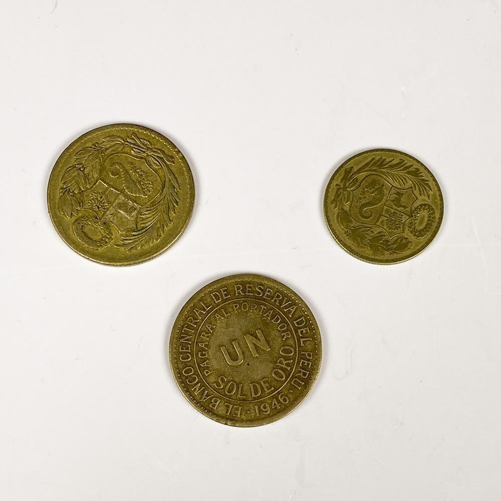 Tres Monedas Peruanas "Sol de Oro" de Colección
