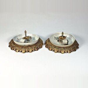 Lote siguiente: Par de Apliques de Techo Vintage Metal Dorado y Blanco