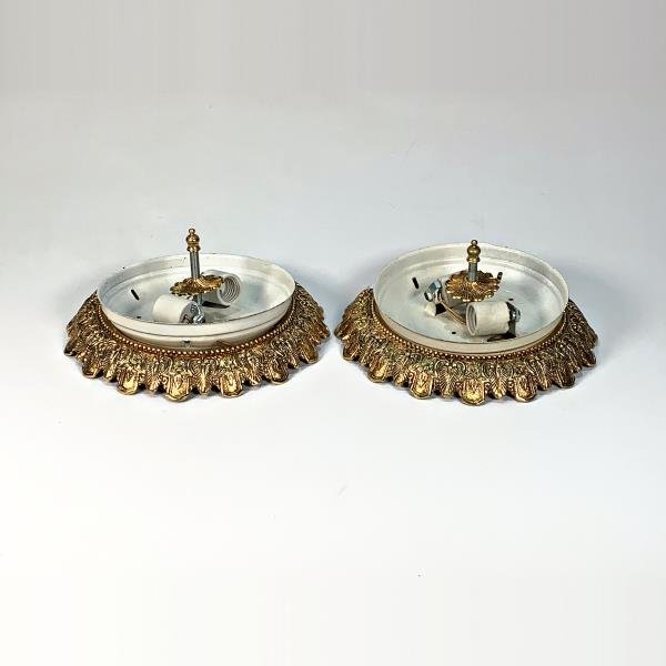 Par de Apliques de Techo Vintage Metal Dorado y Blanco
