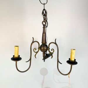 Lote anterior: Araña Holandesa de Bronce con 3 Luces, Florón y Cadena