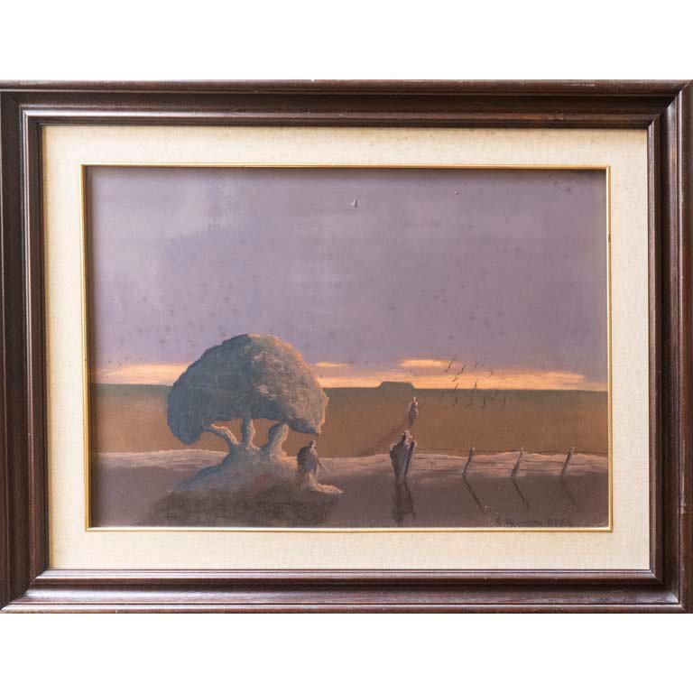 Obra "Personajes en el campo" de R. Damiani, Pastel sobre Papel