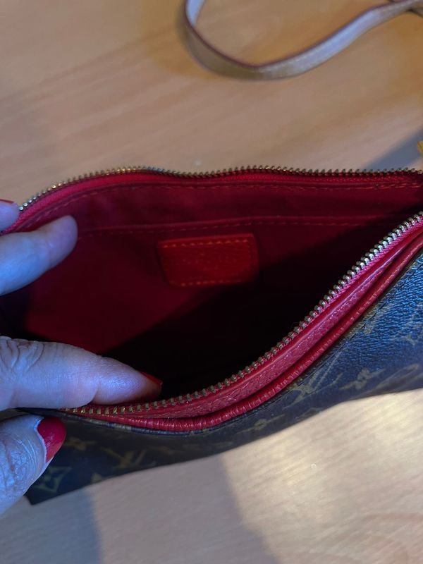 Bolsa de mano Louis Vuitton imitación marrón y roja - imagen 2