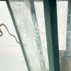 Farol Verde de Chapa con Vidrio Grabado - 31 cm - imagen 4