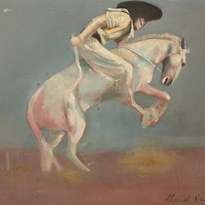 Óleo "Jineteada" de Clarel Neme - 50 x 60 cm - imagen 1