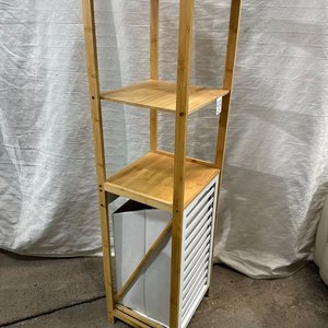 Estantería de Bambú con Canasto para Ropa y 3 Estantes - imagen 3