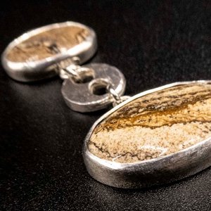 Colgante de Plata 950 con Jaspe Océano y Eslabón Estilo Gucci - imagen 2