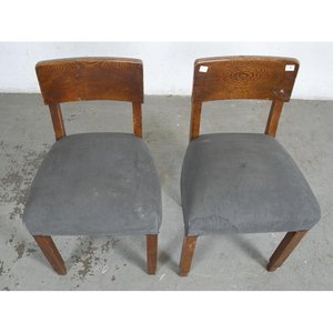 Par de Sillas de Roble Estilo Art Decó Tapizado Gris - imagen 2