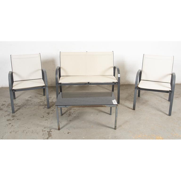 Juego de Muebles de Jardín: 2 Sillones, 1 Banco y Mesa Ratona