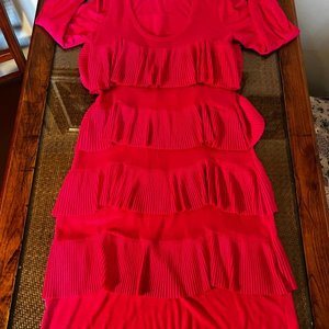 Lote anterior: Vestido Fucsia Talle M con Mangas Largas y Volados Plisados