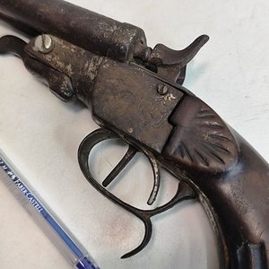 Pistolón Antiguo Doble Caño Siglo XIX con Mecanismo Funcional - imagen 3