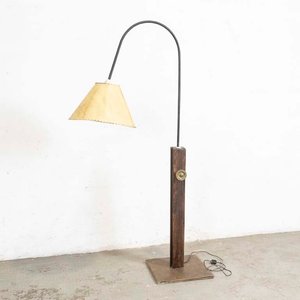 Lámpara de Pie Rústica en Madera y Hierro con Pantalla - imagen 1