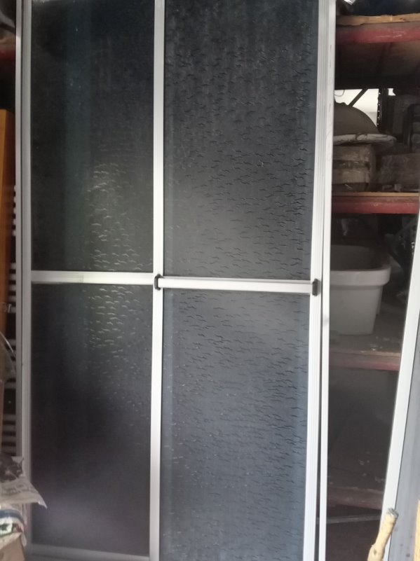 Mampara de Baño Aluminio y Acrílico Gris 191x98 cm con Tramo Fijo