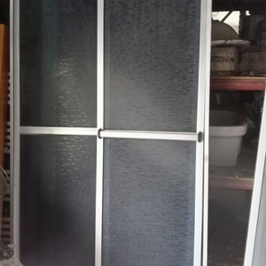 Mampara de Baño Aluminio y Acrílico Gris 191x98 cm con Tramo Fijo - imagen 1
