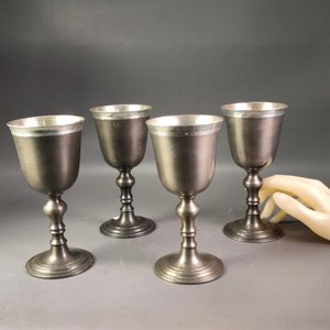Juego de 4 Copas Vintage de Peltre "Minas Gerais" - 16cm Alto - imagen 3