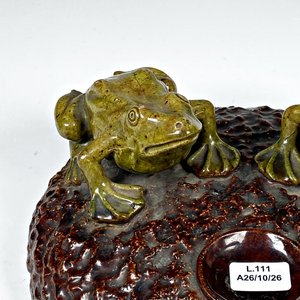 Tintero de Gres Esmaltado con Ranas Decorativas - imagen 2
