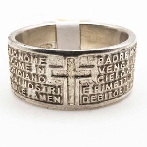 Lote siguiente: Anillo de Plata con Frase Religiosa y Cruz