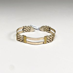 Pulsera Ancha de Plata con Detalles Dorados - imagen 2