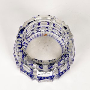 Cenicero de Cristal Tallado con Detalles Azules - imagen 3