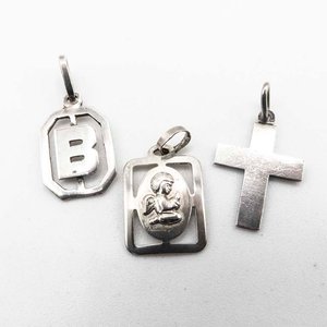 Lote de 3 Dijes de Plata: Letra B, Cruz y Angelito - imagen 2