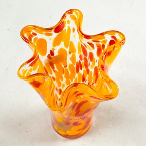 Florero de Cristal Hialino Rojo y Amarillo con Diseño de Manchas - imagen 2