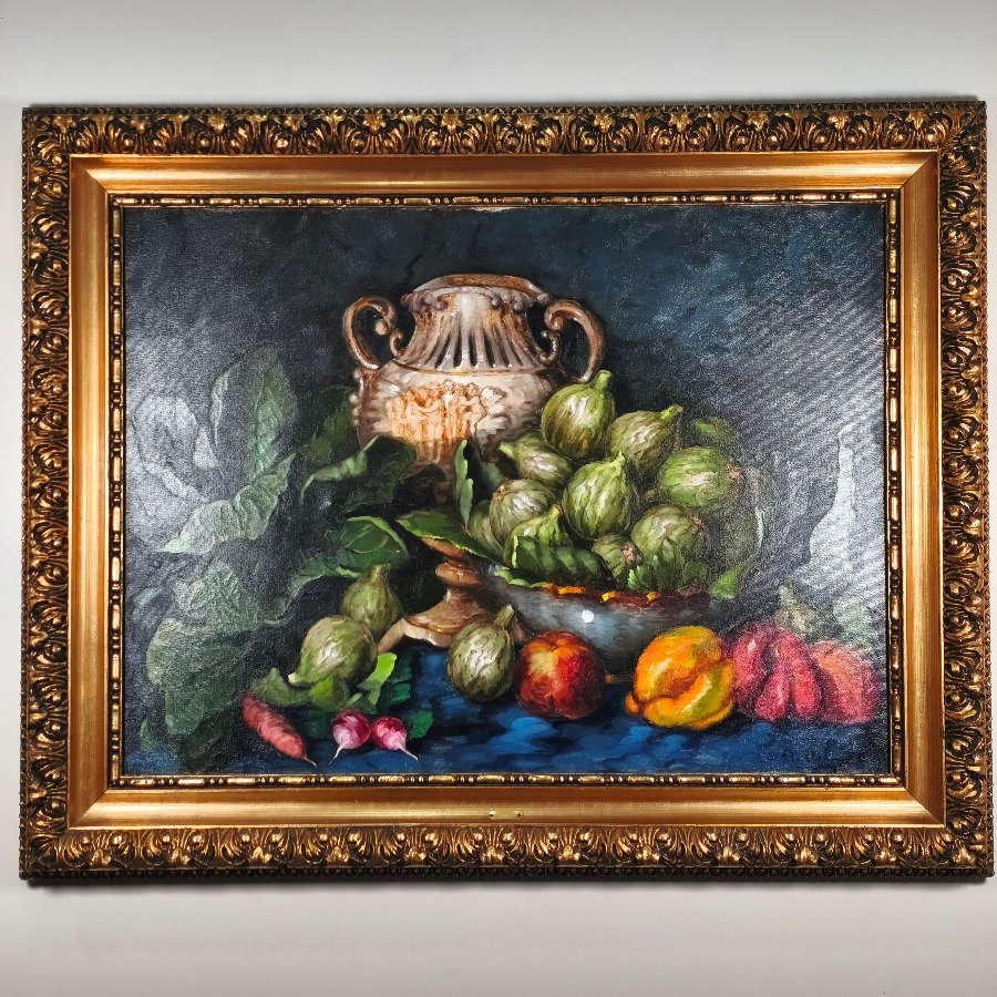 A. Volpe - Naturaleza Muerta con Alcachofas y Pimientos, Óleo sobre Lienzo
