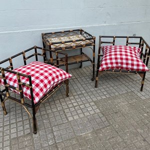 Lote anterior: Juego de Patio Ratan: Mesa con Azulejos y 2 Sillones con Almohadones