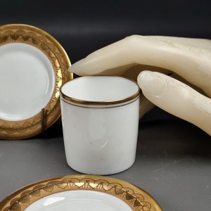 Par de Tacitas Francesas Limoges y Tres Platitos Schumann Bavaria - imagen 3