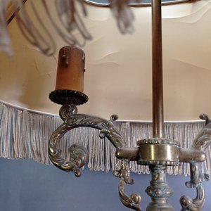 Lámpara de Mesa Bronce y Vidrio con Pantalla - imagen 4