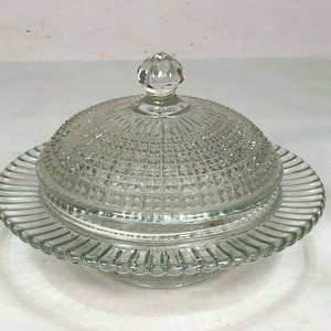 Centro de mesa con tapa y mantequeras de cristal tallado - imagen 5