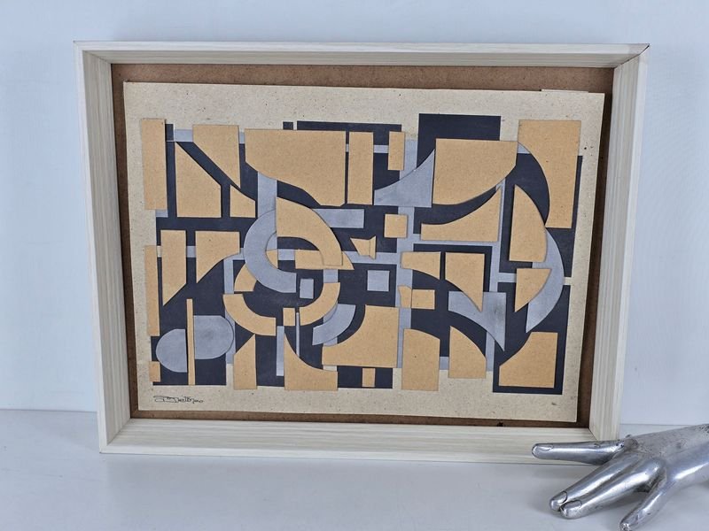 Collage Abstracto Firmado y Enmarcado