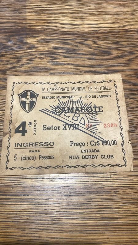 Entrada Antigua Mundial de Fútbol Brasil 1950 "Maracanazo"