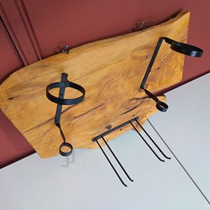 Portabotellas y Portacopas Rústico de Madera y Metal - imagen 4