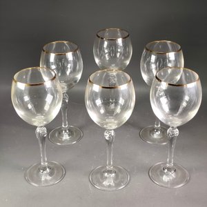 Lote anterior: Seis Copas Altas de Cristal con Borde Dorado