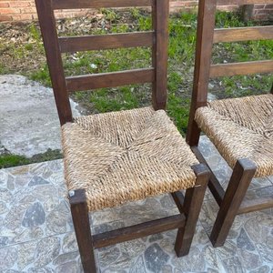 Juego de 4 Sillas de Madera Rústicas con Asiento de Paja - imagen 4
