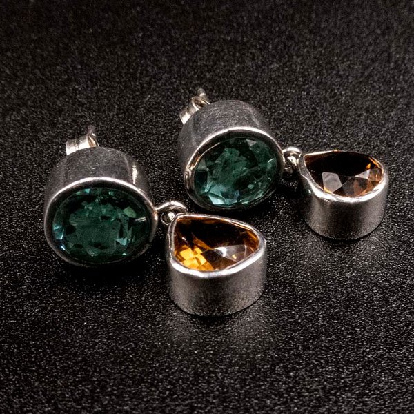 Aros de Plata 950 con London Blue y Citrinos - imagen 1