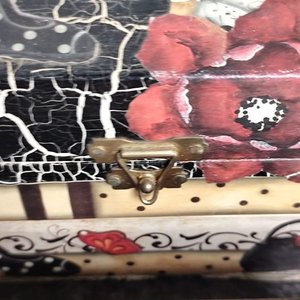 Dos Alhajeros Decorativos: Uno Grande Forrado en Madera y Otro Chico de Vidrio - imagen 5