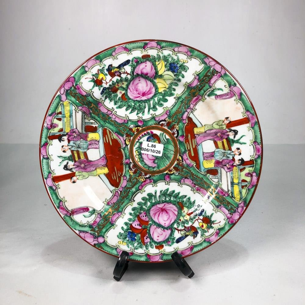 Plato Decorativo Porcelana Oriental Borde Dorado 26 cm