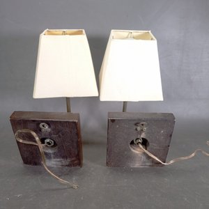 Par de Apliques de Pared en Madera y Bronce con Pantallas - imagen 5
