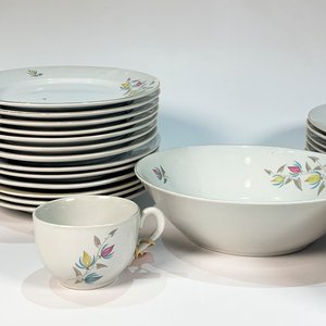 Juego de Vajilla "Olmos" Porcelana Blanca con Flores - Incompleto - imagen 3