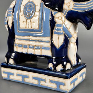 Figura de Elefante en Cerámica Esmaltada Azul y Lila - imagen 5