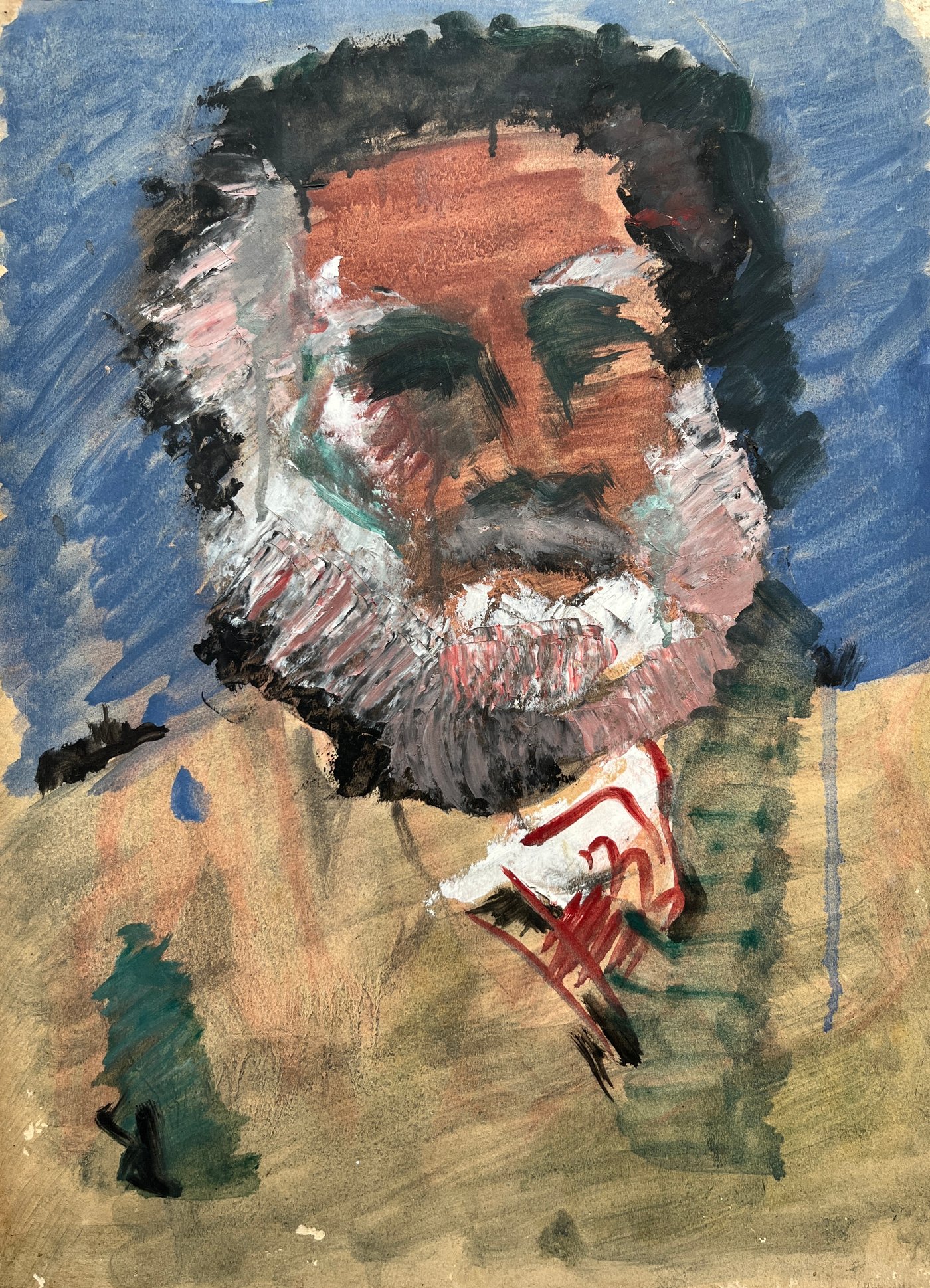 Obra "Personaje con Barba" de Miguel Ángel Pareja - Témpera sobre Papel