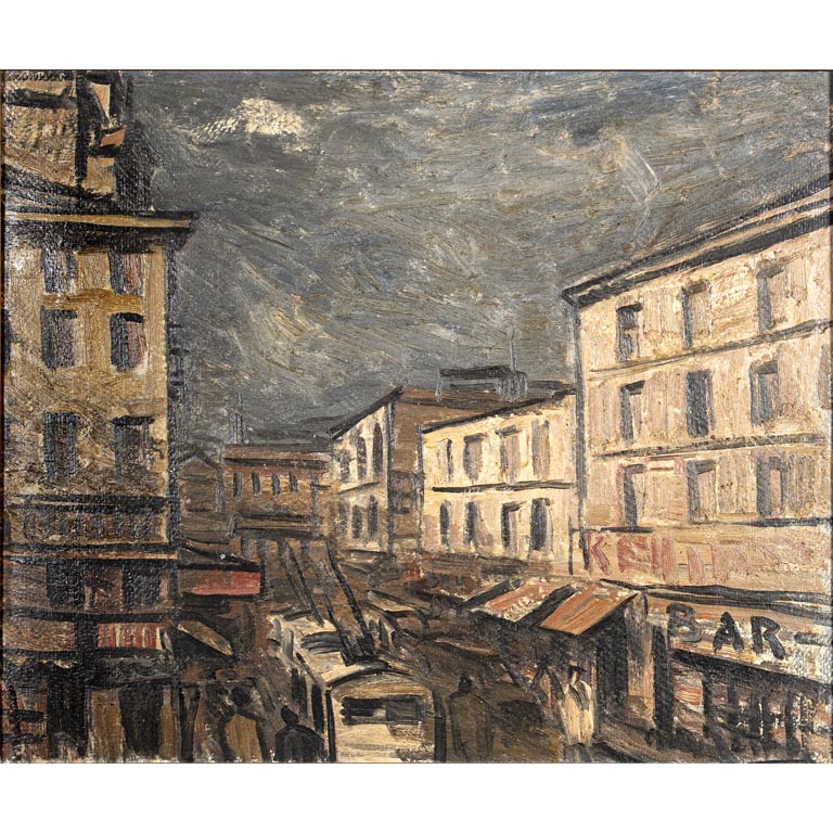 Lote siguiente: Alceu Ribeiro. Escena de ciudad. Óleo sobre cartón, 50 x 60 cm.