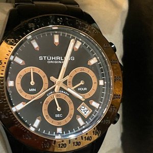 Reloj Stührling Original Cronógrafo Black & Rose Gold Lujo - imagen 1
