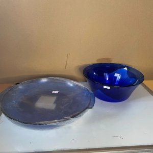 Lote de Fuentes y Bowls de Vidrio Azul: Cristalerías Uruguay y Duralex Brasil - imagen 2