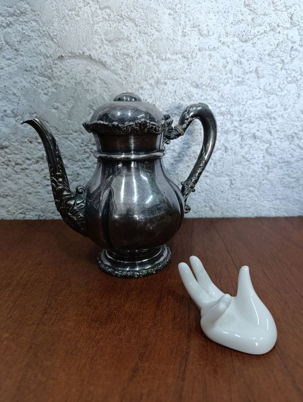 Antigua tetera en Platina, 19 cm altura - imagen 1