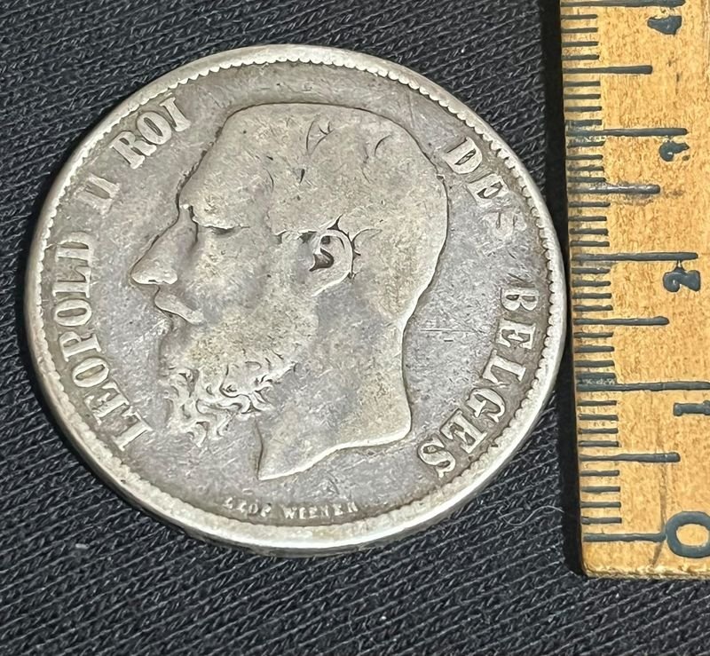 Moneda de Plata Belga 5 Francos de 1870