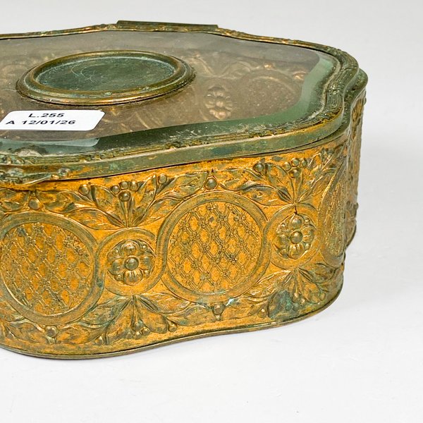Caja alhajero en bronce y cristal, 15 x 14 cm - imagen 3